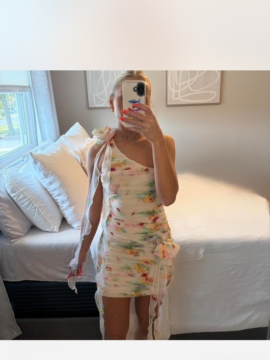 For Love And Lemons Dresses & Skirts - For love and lemons Floral One-Shoulder Mini Dress in White